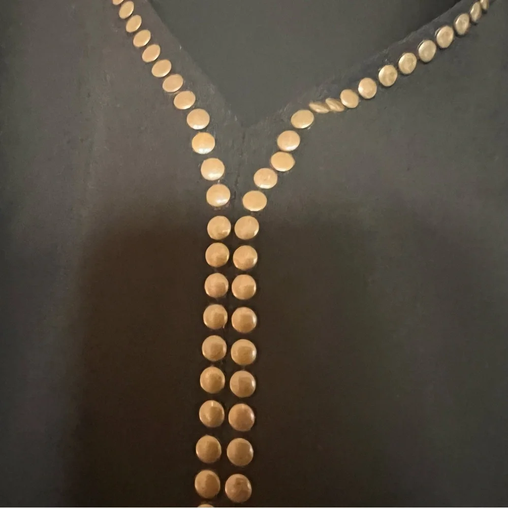 Karen Kane Black Blouse with Gold Studded Trim - Picture 3 of 8